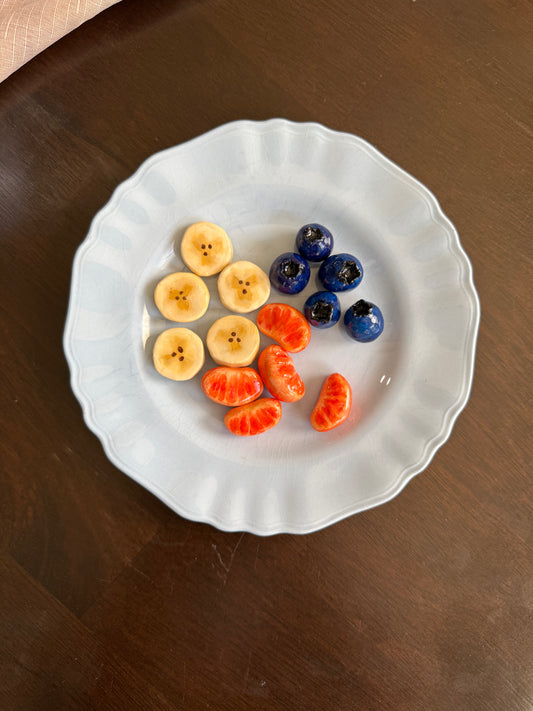 Handmade Clay Fruit Magnet Set | Blueberry, Tangerine/Orange, Banana
